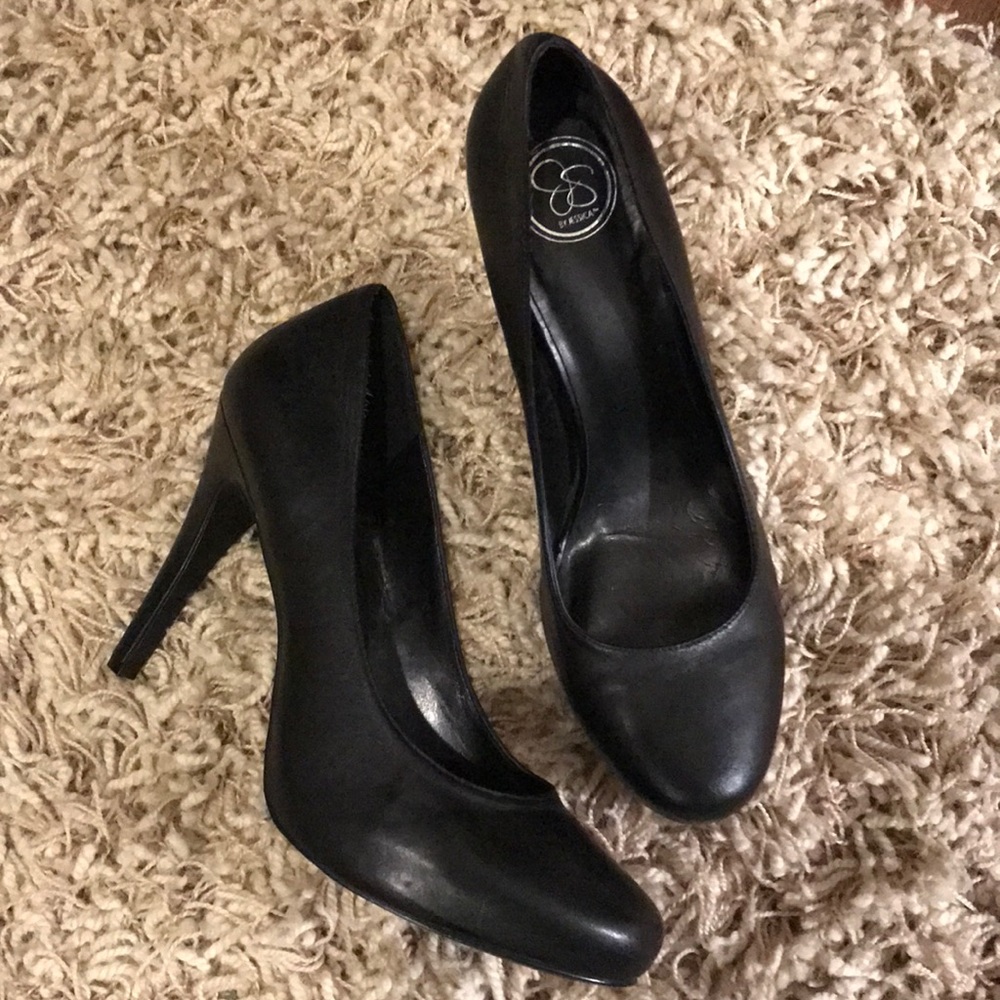 Jessica Simpson black leather heels